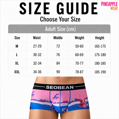 Seobean Low-Waist Printed Boxer Briefs – 4 Prints | M–2XL | Polyester & Elastane