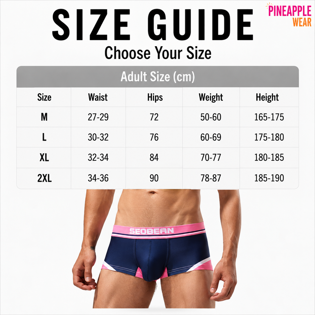 Seobean Ice Silk Low-Rise Boxer Briefs – 4 Colours | M–2XL | Polyester & Elastane