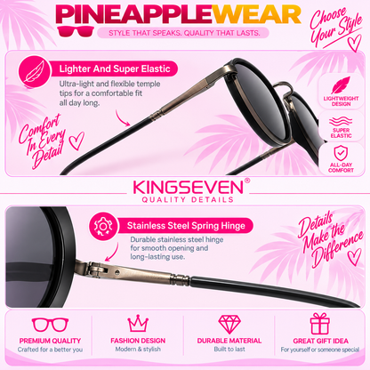 Kingseven Retro Round Sunglasses – 5 Colours | 47 mm Lenses | Alloy & Polycarbonate