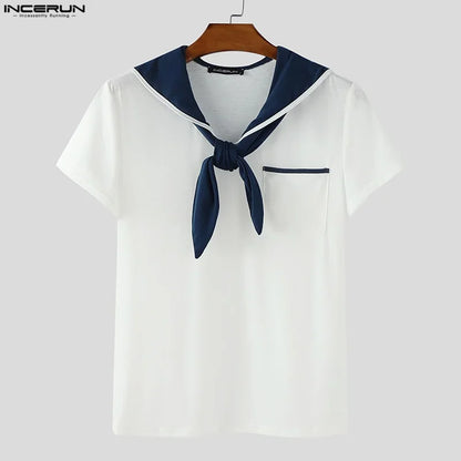 INCERUN Men's Sailor Shirt – Nautical-Inspired Casual Streetwear Top | S–5XL