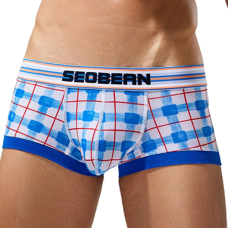 Low-Rise Plaid Boxer Brief – Green, Blue & Red | M–2XL | Polyester & Elastane