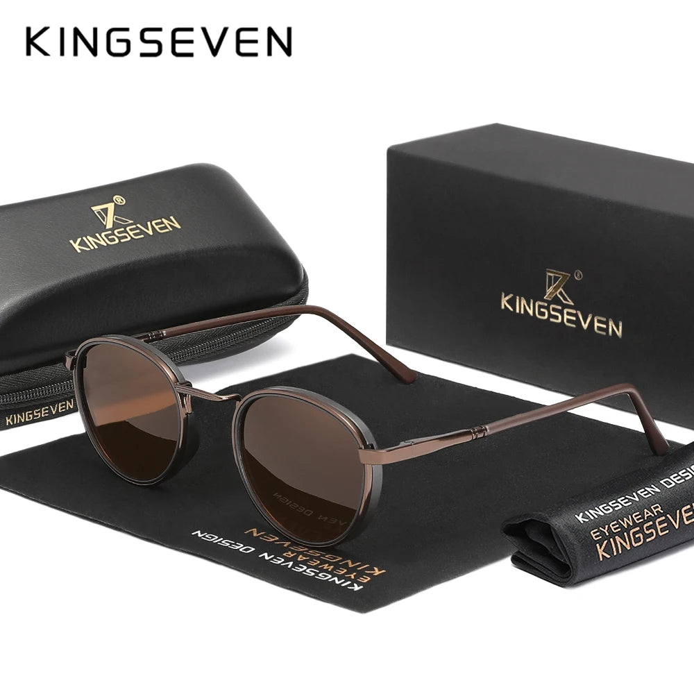 Kingseven Retro Round Sunglasses – 5 Colours | 47 mm Lenses | Alloy & Polycarbonate