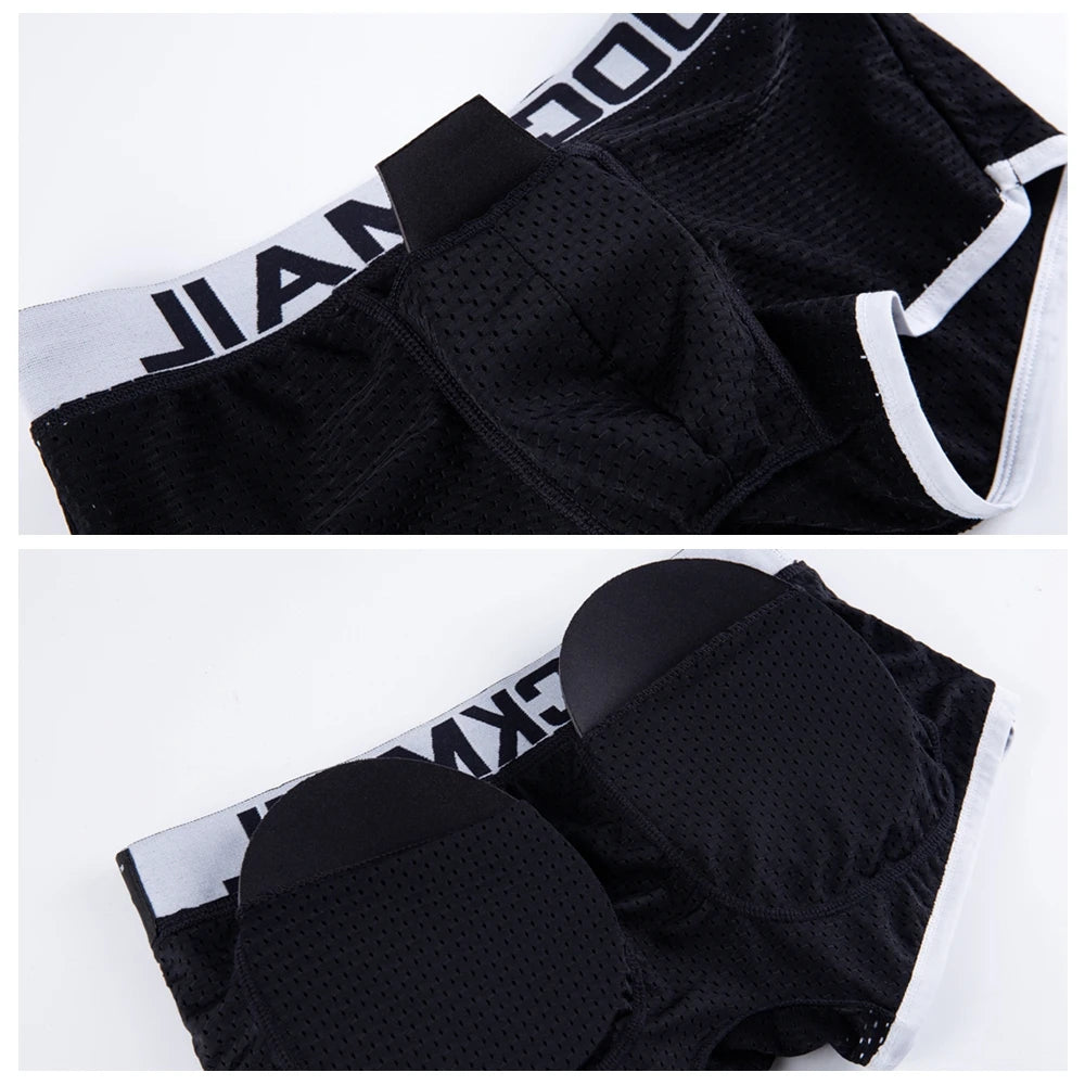 Butt-Enhancing Boxer Brief – White, Navy Blue & Black | M–2XL | Mesh