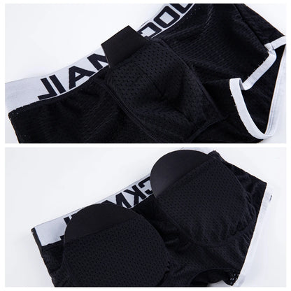 Butt-Enhancing Boxer Brief – White, Navy Blue & Black | M–2XL | Mesh