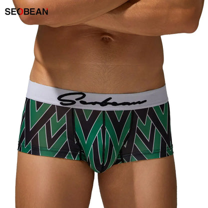 Geometric Boxer Shorts – 4 Colours | M–2XL | Polyester & Elastane