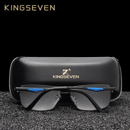 Polarized Rectangle Sunglasses – Black Gray & Silver Blue | UV400 | Stainless Steel