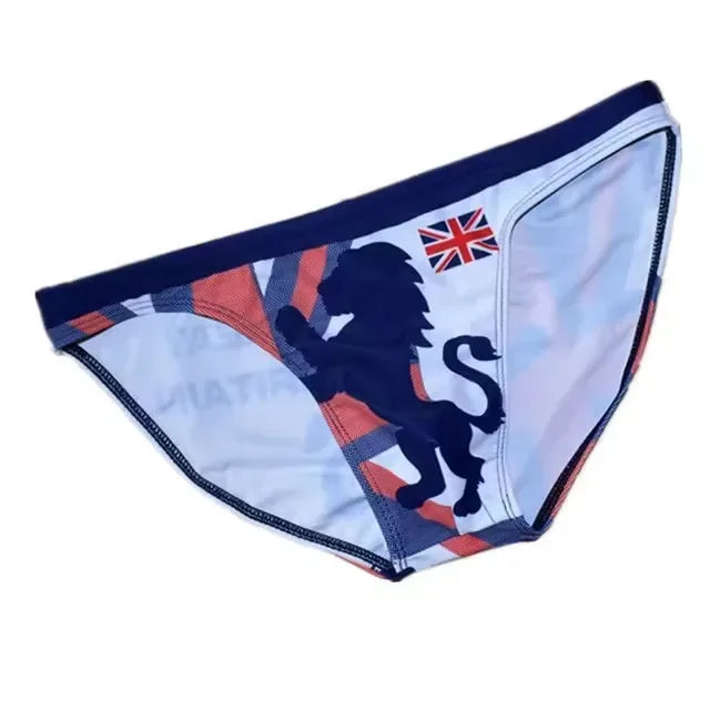 Flag Print Swim Brief – 6 Designs | S–2XL | Polyester & Elastane