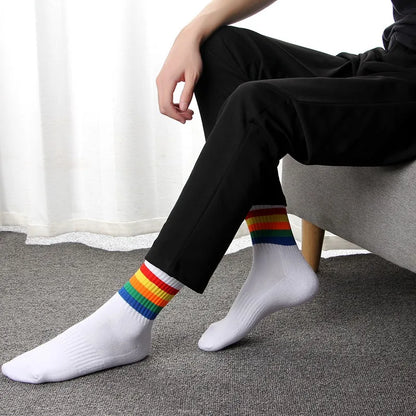 Premium Combed Cotton Crew Socks – Black & White | One Size 38–44 | Towel Sole