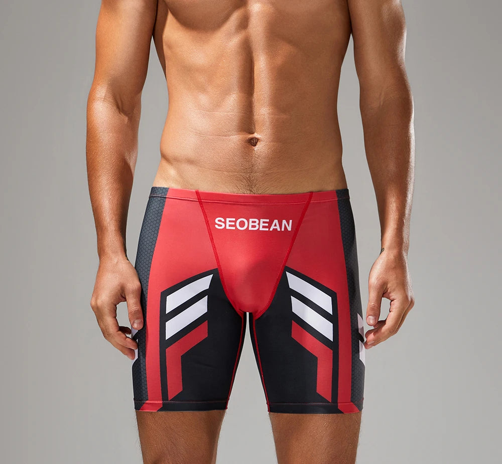 Quick-Dry Swim Brief – Red & Yellow | M–2XL | Polyester & Elastane