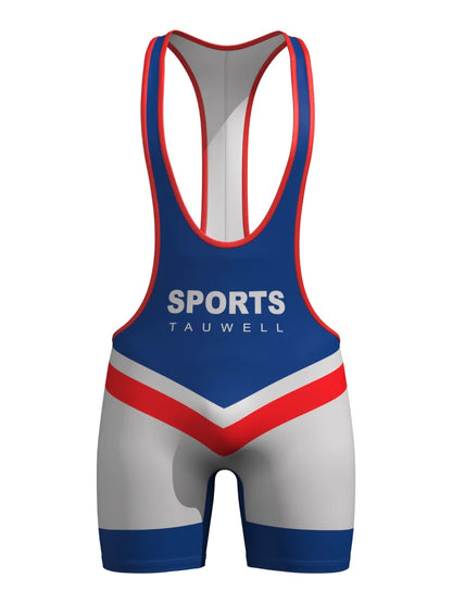Wrestling Suit – Black, Blue & Cyan | M–2XL | Polyester & Lycra