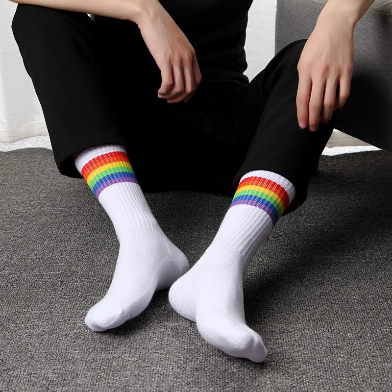 Premium Combed Cotton Crew Socks – Black & White | One Size 38–44 | Towel Sole
