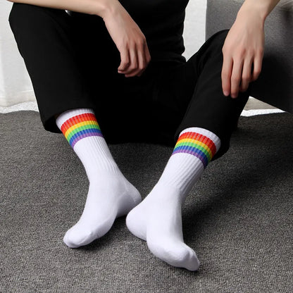 Premium Combed Cotton Crew Socks – Black & White | One Size 38–44 | Towel Sole