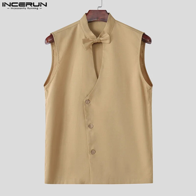 Bowknot Sleeveless Oversized Top – Gray, Khaki & Dark Blue | S–5XL