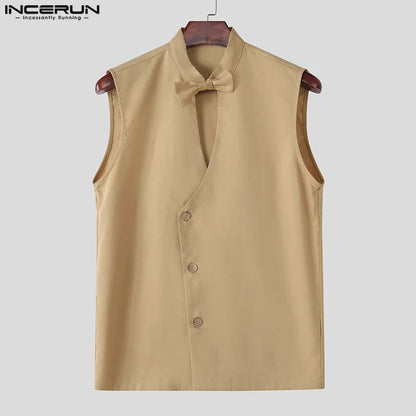 Bowknot Sleeveless Oversized Top – Gray, Khaki & Dark Blue | S–5XL