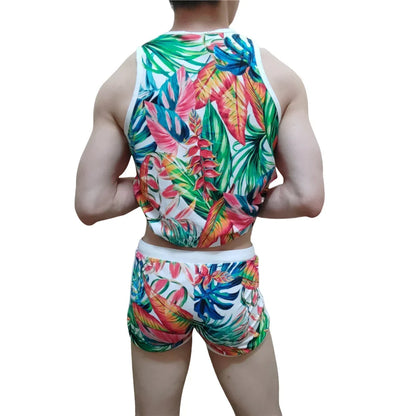Floral Set – Matching Tank Top & Swim Trunks | M–XL