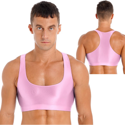 Men's Crop Top | Deep U-Neck Y-Back | 9 Colours | L & XL