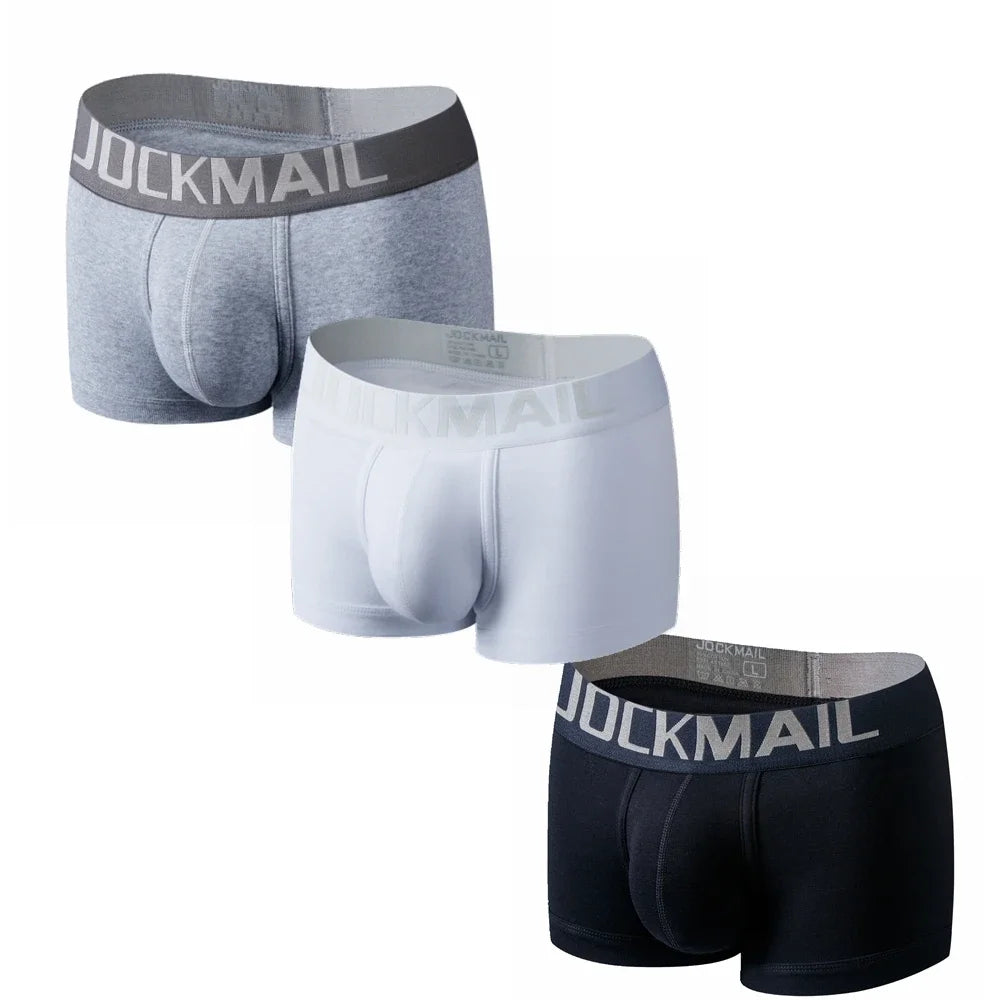 Low-Rise Boxer Brief with Inner Ring – Black, Gray & White | M–2XL | Cotton & Lycra