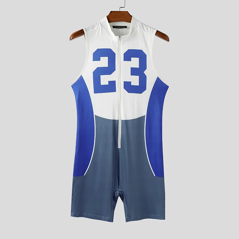 Wrestling Bodysuit – Red, Blue & Black | S–5XL | Polyester & Lycra
