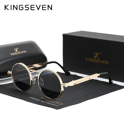 Polarised Round Steampunk Sunglasses – 8 Colours | One Size | Alloy & Polycarbonate
