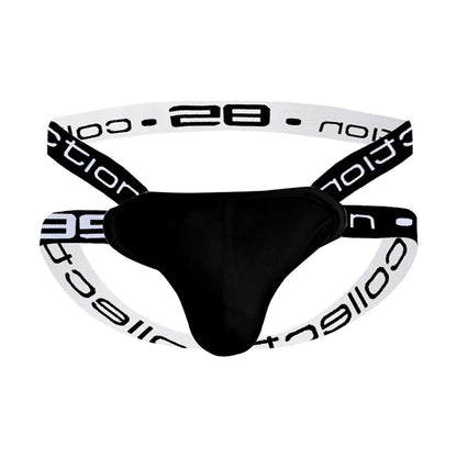Caution Jockstrap – Black, White & Gray | M–2XL | Cotton & Lycra