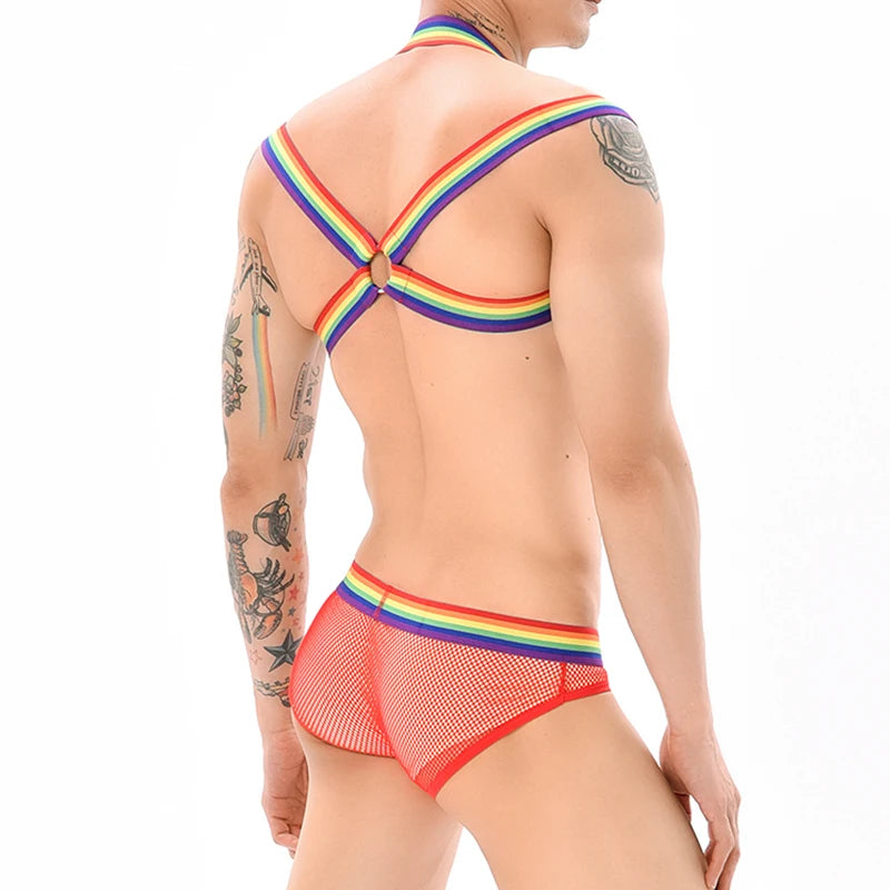 Clever-Men Harness & Fishnet Briefs Set | 4 Colours | M–4XL
