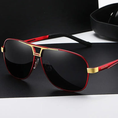 Square Photochromic Polarized Sunglasses – Silvery, Red, Golden & Black | One Size | Aluminium & TAC