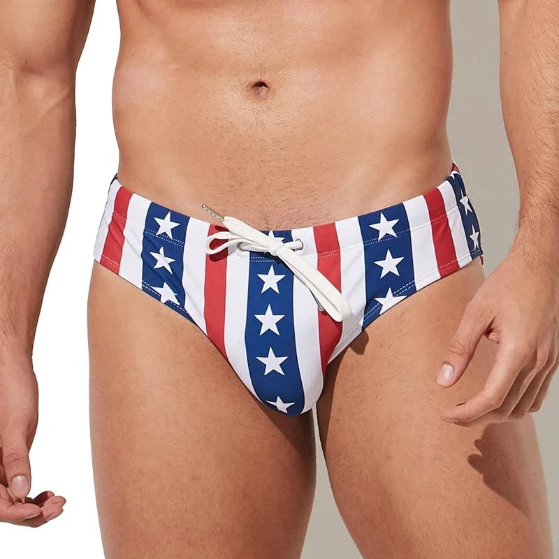 Jockmail Push Up Swim Brief American Flag