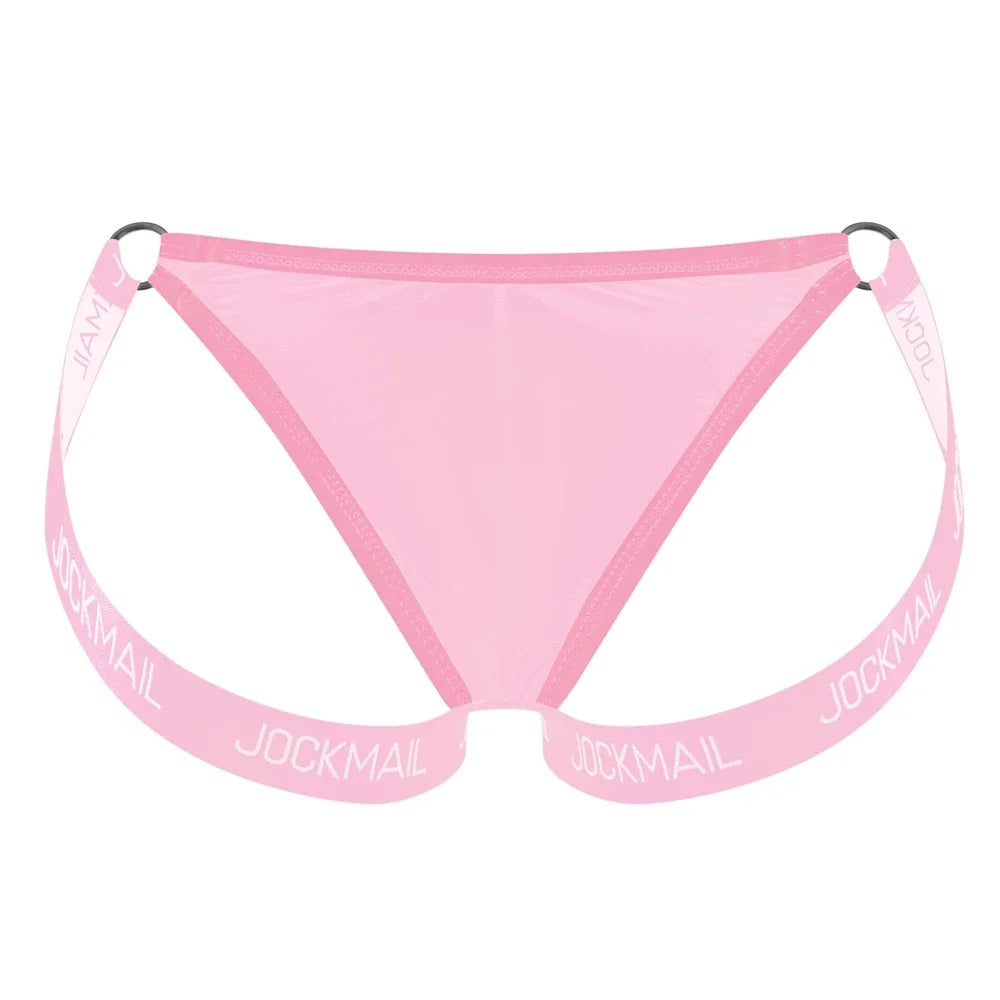 Ice Silk T-Back Jockstrap with Leg Straps – 5 Colours | M–XL | Polyamide & Elastane