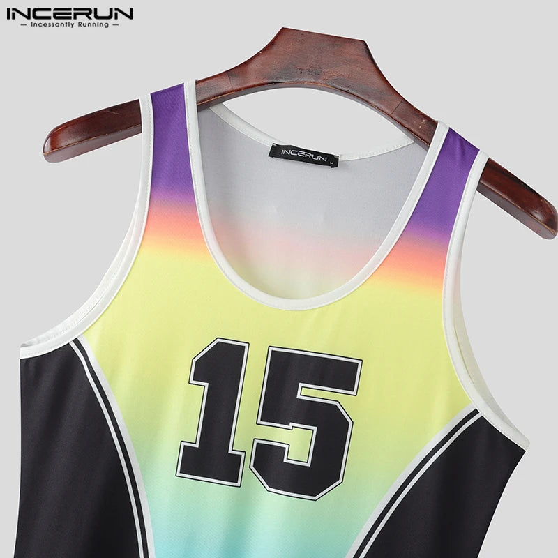 Sleeveless Bodysuit – Purple, Blue & Green | S–5XL | Polyester & Lycra