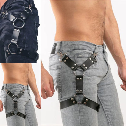 Handmade Upper Leg Harness – Artisan Crafted Thigh Strap | Black | One Size
