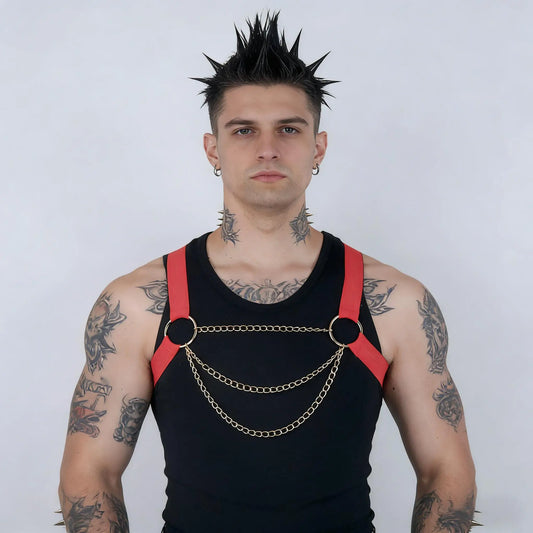 Elastic Body Harness with Chains – Stretchy Chain Detail Harness | One Size