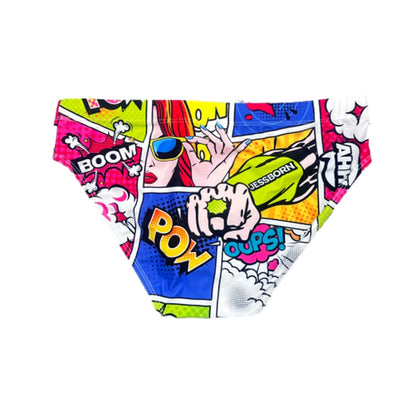 Cartoon Print Swim Brief – With or Without Pad | M–2XL | Polyester & Elastane