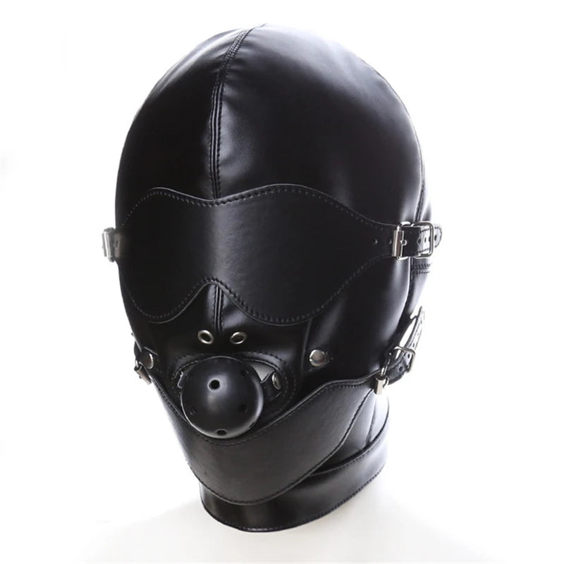 Premium Leather Cap with Eye Mask & Mouth Gag – 3-Piece Set | One Size