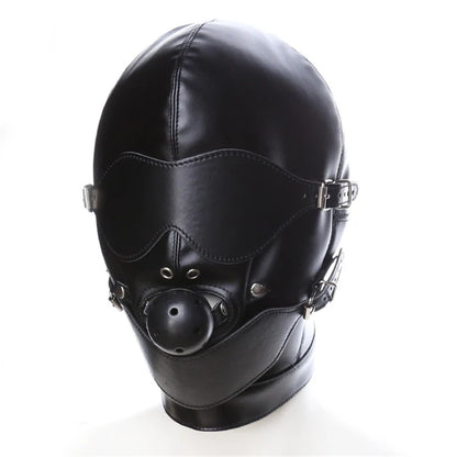 Premium Leather Cap with Eye Mask & Mouth Gag – 3-Piece Set | One Size
