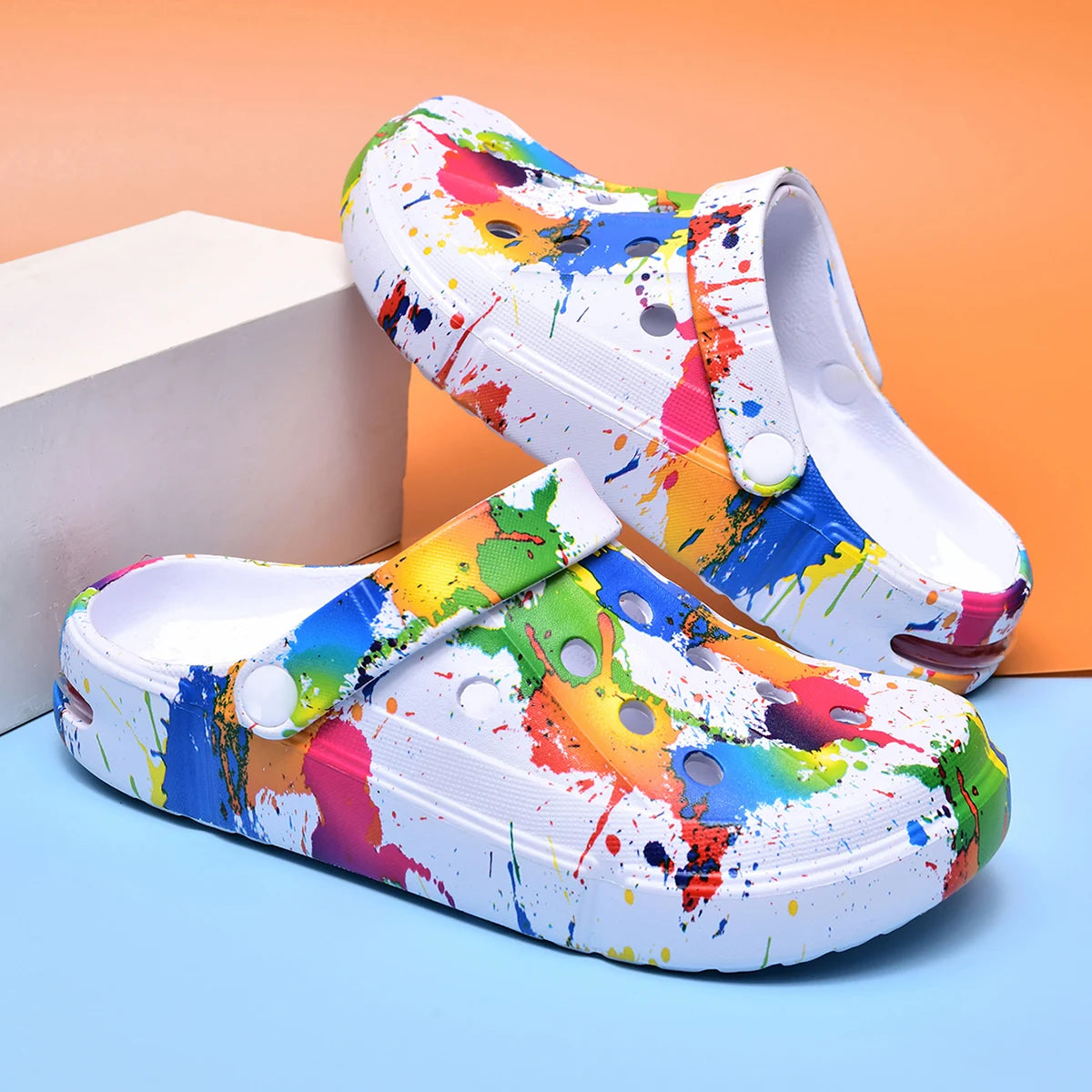 Graffiti Platform Clog Sandals – White | EU 36–45