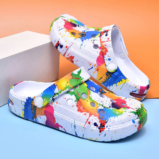 Graffiti Platform Clog Sandals – White | EU 36–45
