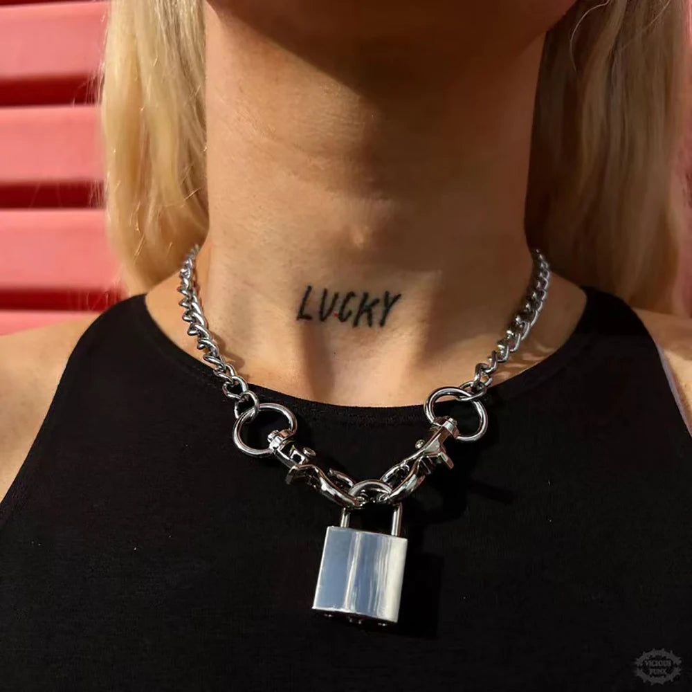 Chunky Multi-Layer Lock Chain Necklace – 5 Styles | Copper Alloy | Punk & Vintage