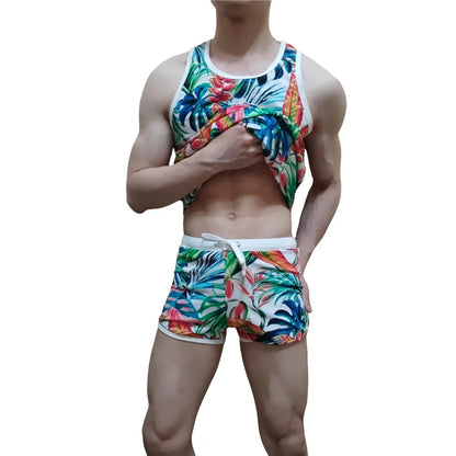 Floral Set – Matching Tank Top & Swim Trunks | M–XL