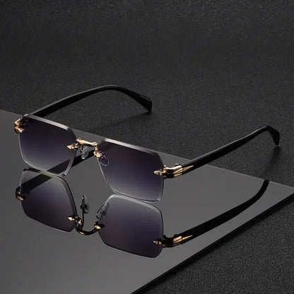 Rimless Rectangle Sunglasses – UV400 | 5 Colours | Plastic Frame