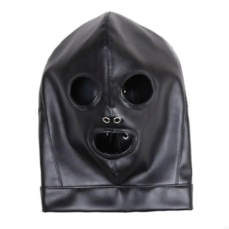 PU Balaclava Head Cover – Black | One Size | Eye & Mouth Opening