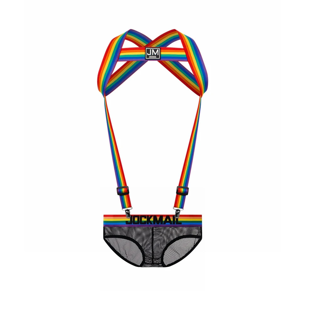 Jockmail Rainbow Elastic Harness with Jockstrap