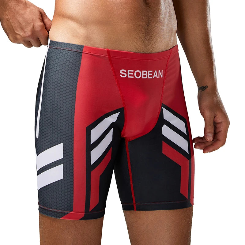 Quick-Dry Swim Brief – Red & Yellow | M–2XL | Polyester & Elastane