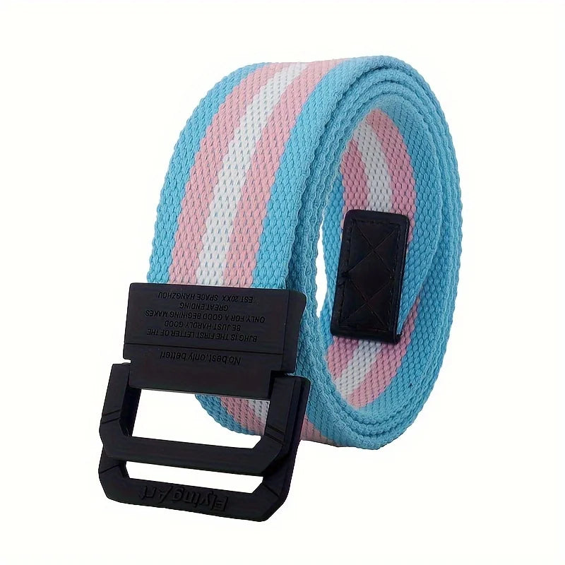 Pride Flag Stripe Canvas Belt – 9 Designs | Double Ring Buckle | 125cm