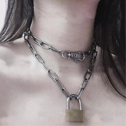 Chunky Multi-Layer Lock Chain Necklace – 5 Styles | Copper Alloy | Punk & Vintage
