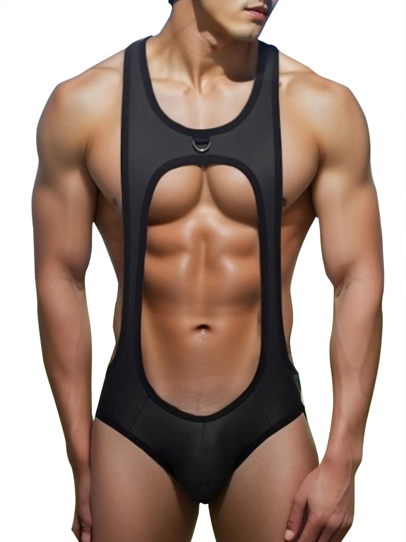 Gymnastics Bodysuit – Black, White, Yellow & Green | M–2XL | Nylon & Lycra