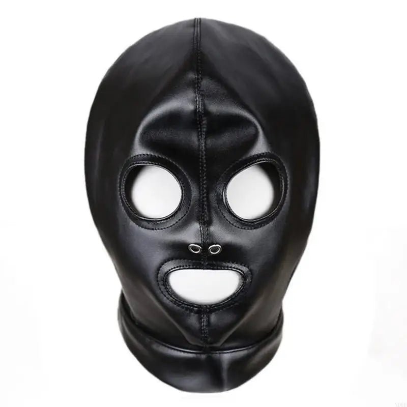 PU Balaclava Head Cover – Black | One Size | Eye & Mouth Opening
