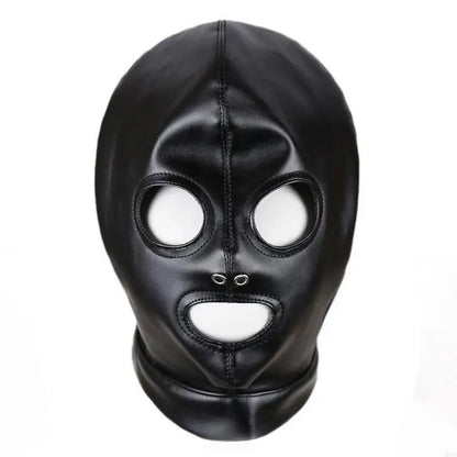 PU Balaclava Head Cover – Black | One Size | Eye & Mouth Opening