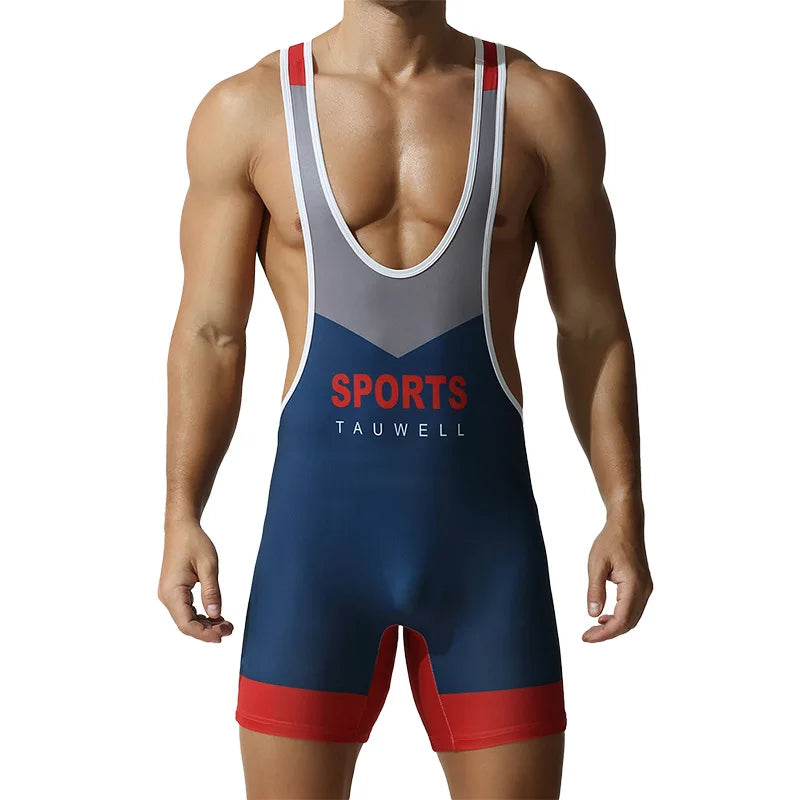 Wrestling Suit – Green, Black & Blue | M–2XL | Polyester & Lycra