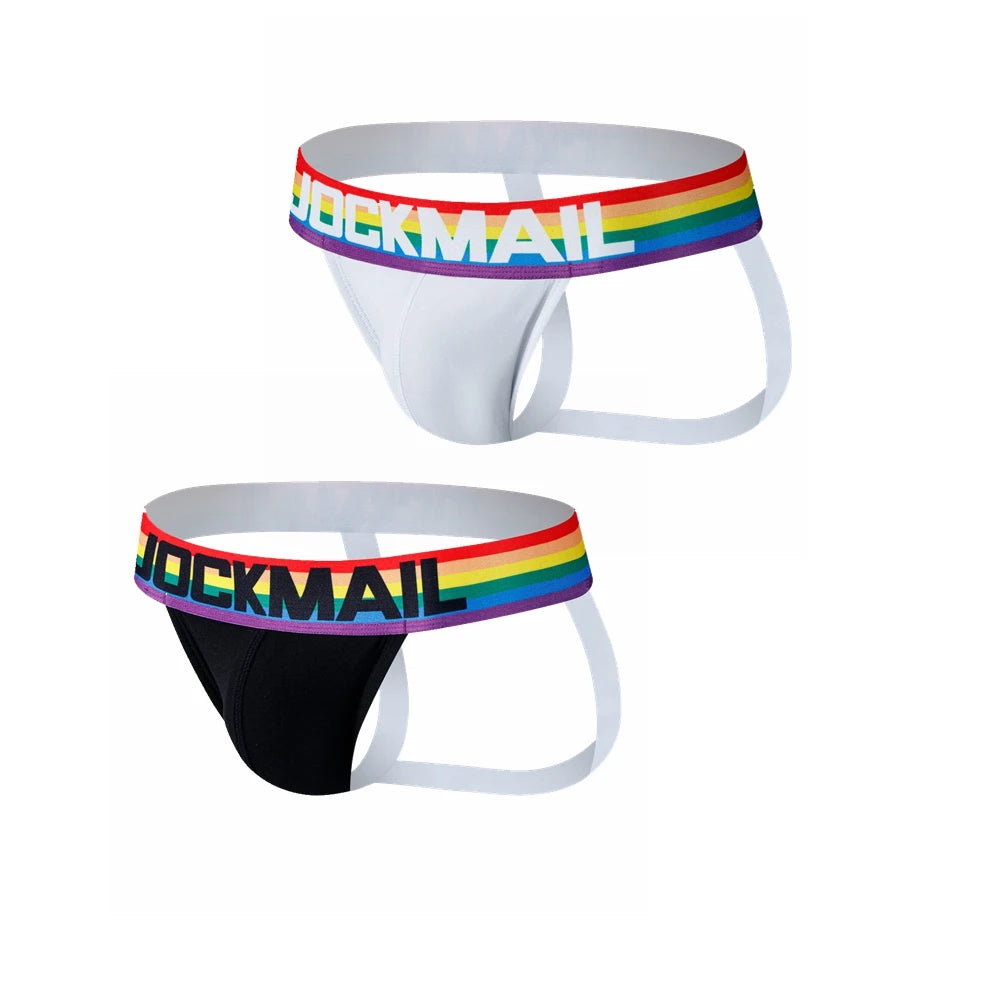 Rainbow Jockstrap Thong 2-Pack – Mixed Colours | M–2XL | Cotton & Elastane