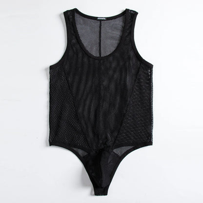 Mesh Jockstrap & Body Harness Set – Black & White | M–XL | Nylon & Elastane